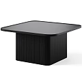 Modern Square Dining Table With Dark Tabletop And Black Vertical Striped Base 3d model