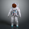 Man In White Astronaut Spacesuit With American Flag Patch Standing 3d model