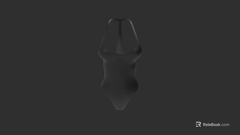 Elegant Woman In Fitted Black Dress Silhouette On Minimalist Background 3d model 