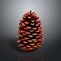 Natural Reddish Brown Pine Cone as Decorative Household Item with Distinct Scales on Dark Background