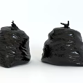 Household Supplies Black Garbage Bags Two Tied Pieces With Wrinkled Surface