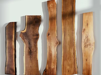 Stone Wood Decorative Slabs With Natural Grain And Various Organic Shapes For Home Decor 3d model