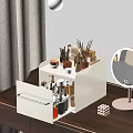 White Vanity Storage Organizer For Perfume Cosmetics With Makeup Brushes And Skincare Bottles