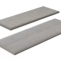 Gray Upholstered Long Rectangular Cushions With Plaid Stitching And Smooth Surface 3d model