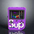 Portable Purple Handheld Game Console With Sup Logo And Tetris Screen