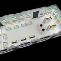 Supermarket Department Store Interior With Bright Lighting Shelves Products Display And Checkout Counters
