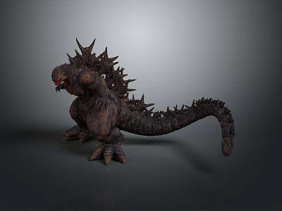 3D Rendered Fantasy Creature With Spiked Back Long Tail Rough Scaly Skin And Sharp Claws 3d model