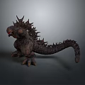 3D Rendered Fantasy Creature With Spiked Back Long Tail Rough Scaly Skin And Sharp Claws
