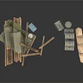 Practical Household Supplies Including Wooden Rack Fabric Barrels And Scrolls