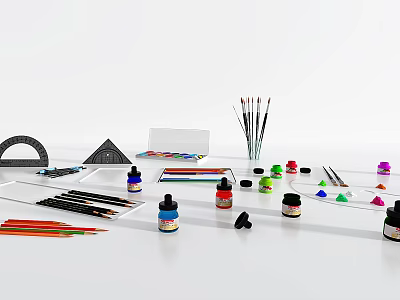 Modern art supplies painting art supplies tools 3d model