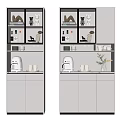 Modern Wine Cabinet With Glass Doors And Wine Bottles Decorative Items Coffee Machine And Cups
