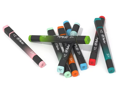Assorted Colorful MAXPEN Markers With Multicolored Caps And Pen Bodies For Household Use 3d model