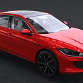 Red Coupe Car Modern Aerodynamic Design With Black Wheels And Roof Sleek Exterior