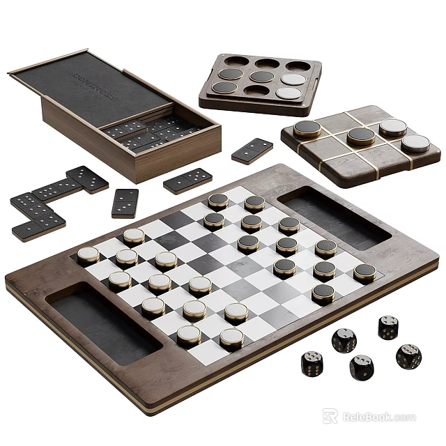 Multi Functional Wooden Entertainment Table With Chess Board Dice And Storage Compartments 3d model