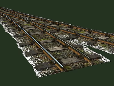 Railway Track Infrastructure Featuring Intersecting Lines Wooden Sleepers And Gravel Ballast 3d model