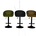 Upholstered Bar Stools With Metal Base Footrest And Multiple Color Options 3d model