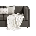 Light and Dark Gray Two-Seater Sofas with Decorative Pillows and Heart-Patterned Blanket 3d model