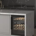 Modern Kitchen Interior With Dark Gray Cabinets White Island Black Marble Backsplash And Wine Rack