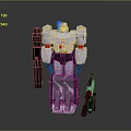 Transformers Action Figure Robot Toy With Silver Gray Body Purple Accents And Weapons