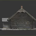 Traditional Wooden House With Thatched Roof Red Chimney And Porch Design
