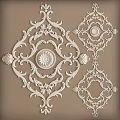 Elegant White Wall Decor With Intricate Carved Patterns And Circular Center Design 3d model