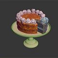 Sliced Cake With White Cream Decoration On Pedestal Stand Showing Layers