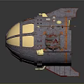 Vintage Mechanical Spherical Craft With Illuminated Round Windows Rustic Metal Frame And Mechanical Parts