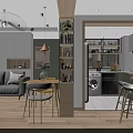 Modern Open Living Dining Room With Gray Sofa Dining Table Plants And Wooden Floor