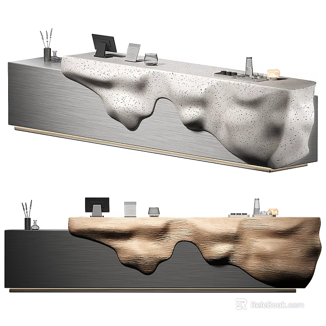 Modern Reception Desk Design With Sleek Countertop And Integrated Lighting Features 3d model 