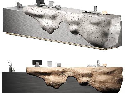 Modern Reception Desk Design With Sleek Countertop And Integrated Lighting Features 3d model