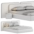 Light Beige And Dark Grey Bed Frames With Plush Pillows And Soft Blankets 3d model