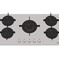 Modern Kitchen Gas Cooktop With Five Burners White Surface And Control Knobs
