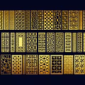 Golden Photo Frames with Intricate Laser Cut Patterns and Decorative Designs 3d model