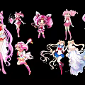 Multiple Anime Female Characters With Pink Hair And Different Outfits Long Hair And Various Poses