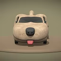 Beige Dog Shaped Electric Toy Car With Sticking Tongue And Black Wheels