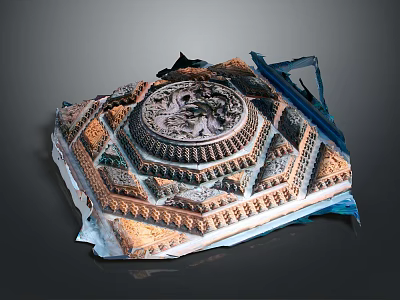 Traditional Carved Decorative Panel With Intricate Geometric Patterns And Relief Designs 3d model