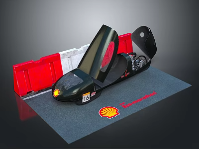 Black Racing Car With Number 10 Red Barrier Shell Pirelli Logos And Gray Mat 3d model