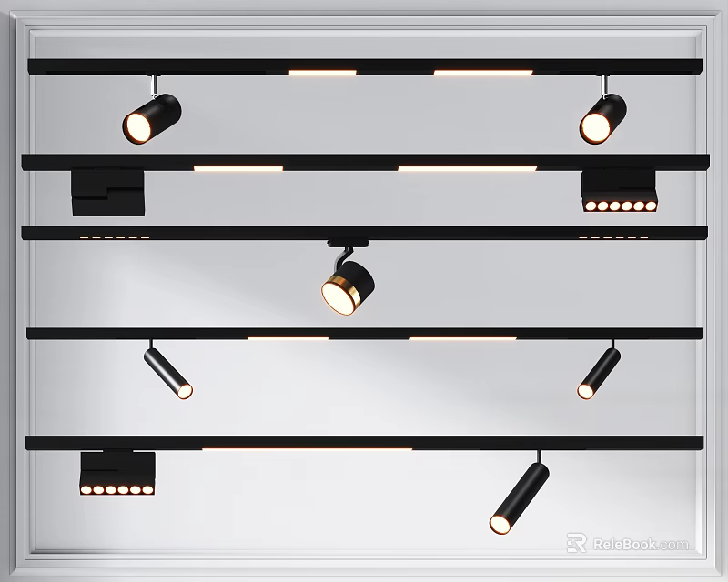 Sleek Modern Downlights and Spotlights Adjustable Ceiling Mounted Lighting Fixtures with Multiple Designs 3d model 