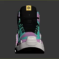 Color Blocked High Top Sneakers In Pink Turquoise Black With White Sole And Black Laces