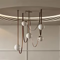 Modern Pendant Light With White Round Balls And Copper Hanging Rods In Interior Design
