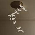 White Wing Shaped Chandelier With Hanging Elements For Modern Interior Decor 3d model