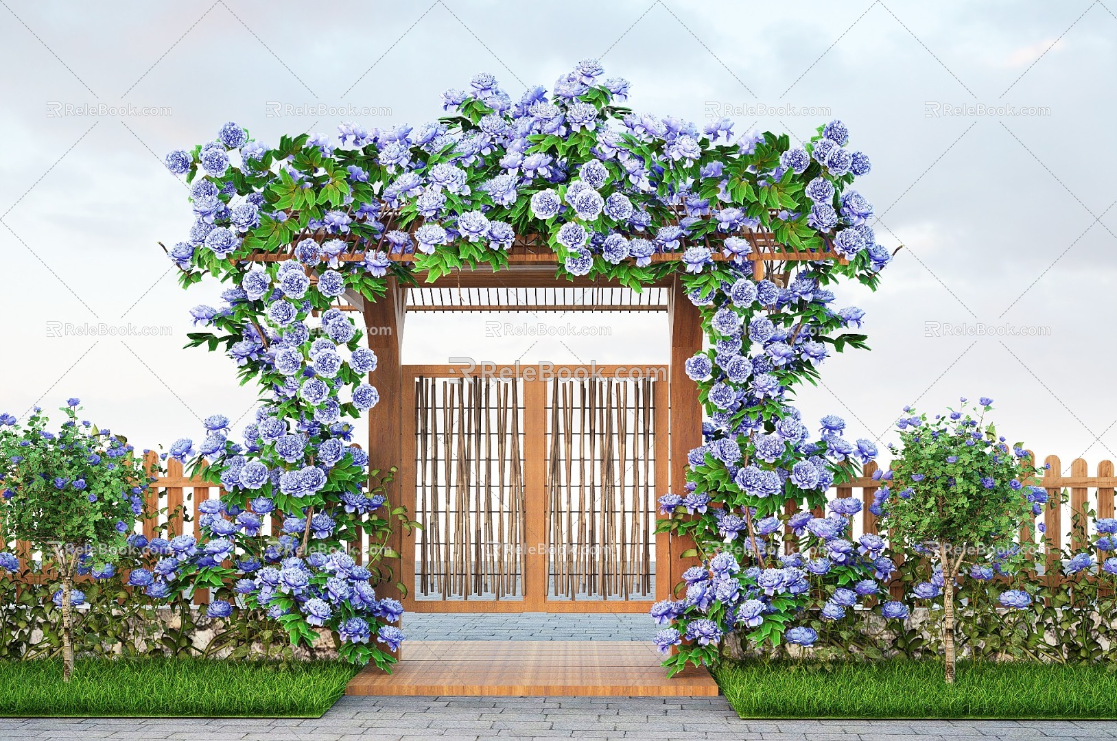 Modern Vine Vine Rosa Climbing Vine Rose Flower Flowering Green Plant Wall 3d model