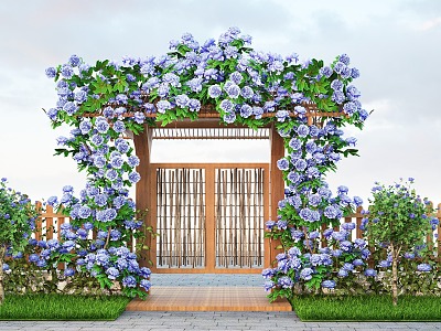 Modern Vine Rosa Climbing Vine Rose Flowering Green Plant Wall 3d model