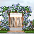 Modern Vine Vine Rosa Climbing Vine Rose Flower Flowering Green Plant Wall 3d model