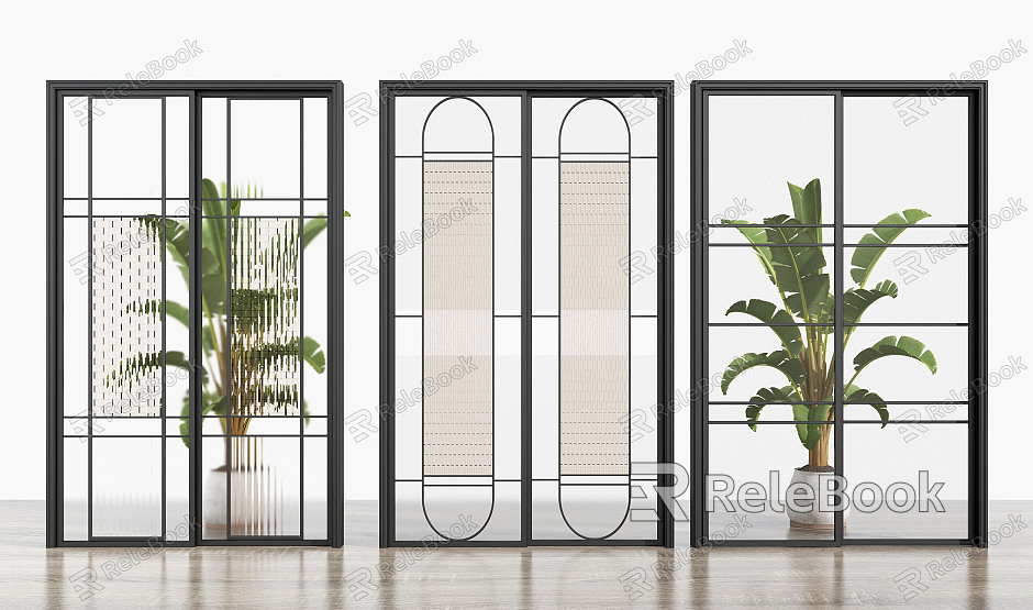 Modern sliding door glass sliding door combination model