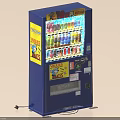 Blue Commercial Vending Machine With Display Window And Various Beverages As Commercial Equipment