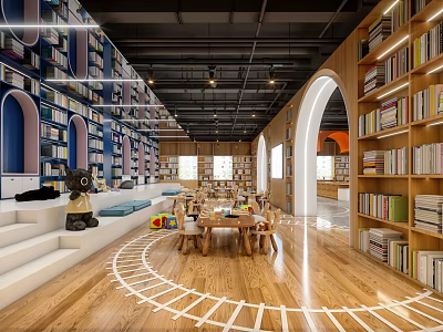 Book Art In Children's Reading Space Interior Design 3d model