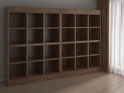 Spacious Wooden Shelf Unit With Multiple Compartments And Solid Wood Design For Room Interior 3d model