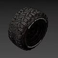 Durable Off Road Car Tire With Deep Tread Pattern And Black Wheel Rim 3d model