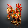 Colorful Mythical Creature Sculpture With Dragon Head Phoenix Wings Intricate Decorations And Ornate Base